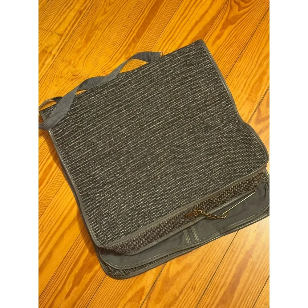 Vintage‎ Oscar De La Renta Gray Folding Tweed Garment Bag Designer Luggage